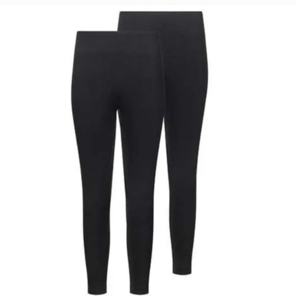 New! Catherine Malandrino Leggings 2 Pack Fleece Lined Size Medium Black - Picture 3 of 11